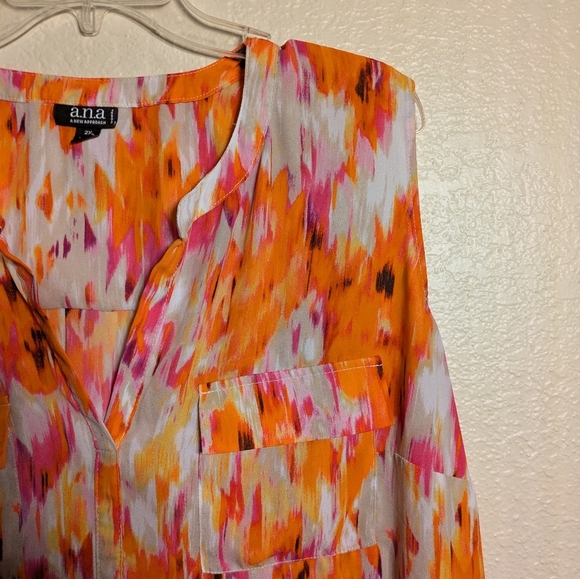 Ana  Women's Sleeveless Top - Orange and Pink Pattern Size 2x Pre-owned - Picture 4 of 6